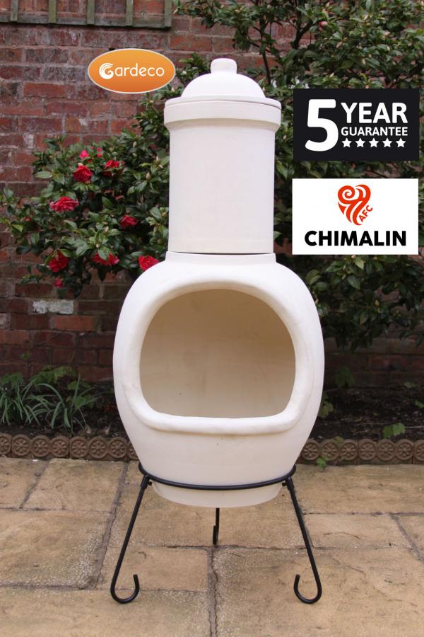 -
ASTERIA extra-large chimenea made of Chimalin AFC, inc lid & stand, natural clay