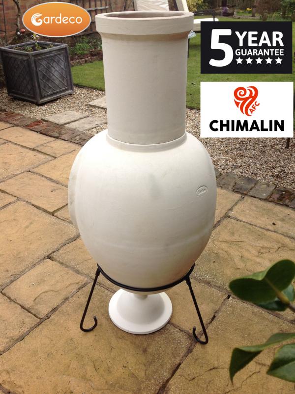 -
ASTERIA extra-large chimenea made of Chimalin AFC, inc lid & stand, natural clay