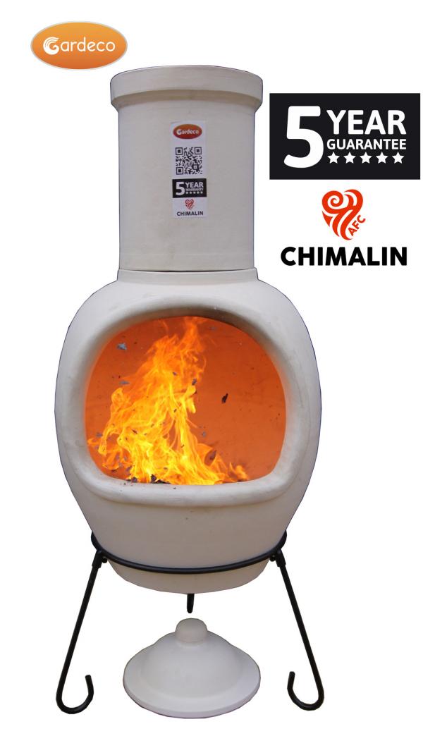 -
ASTERIA extra-large chimenea made of Chimalin AFC, inc lid & stand, natural clay