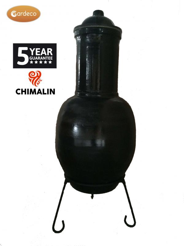 -
ASTERIA extra-large chimenea made of Chimalin AFC, inc lid & stand, glazed black