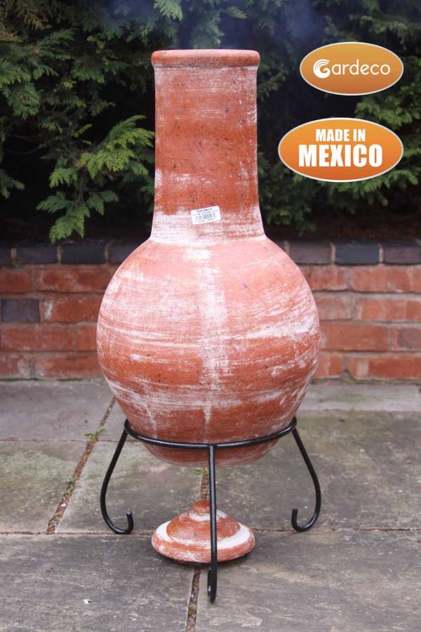 -
Large Mexican Chimenea Sol rustic orange including stand and lid