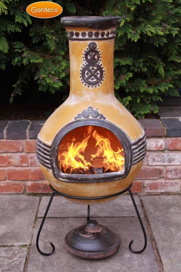 -Extra-Large Azteca Mexican Chimenea in Yellow