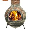-Extra-Large Plumas Mexican Chimenea in Green