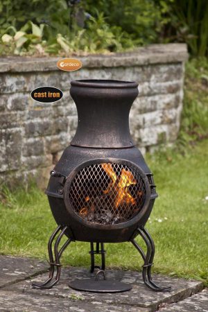 -Billie Small Cast Iron Chimenea, Bronze