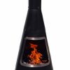 -Cono large conical shaped steel chimenea, stainless steel mouth rim