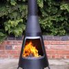 -Cono large conical shaped steel chimenea, stainless steel mouth rim