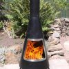 -Cono large conical shaped steel chimenea, stainless steel mouth rim