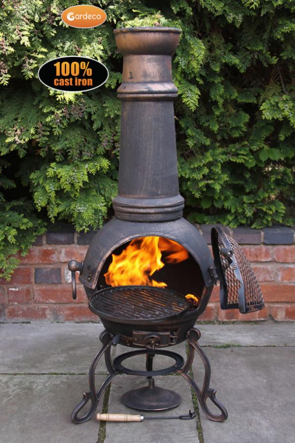 -
Toledo cast iron chimenea extra-large in bronze