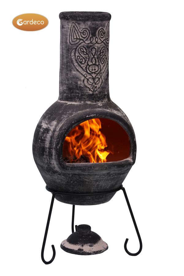 -Wulfryc stylised wolf Mexican chimenea Charcaol colour Celtic theme including stand and lid