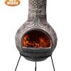 -Derwyn The Tree Mexican chimenea green tree on charcoal Celtic theme including stand and lid