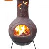 -Wyre EL Dragon chimenea with cut-outs to see flames burgundy colour inc stand and lid