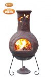 -Wyre EL Dragon chimenea with cut-outs to see flames burgundy colour inc stand and lid