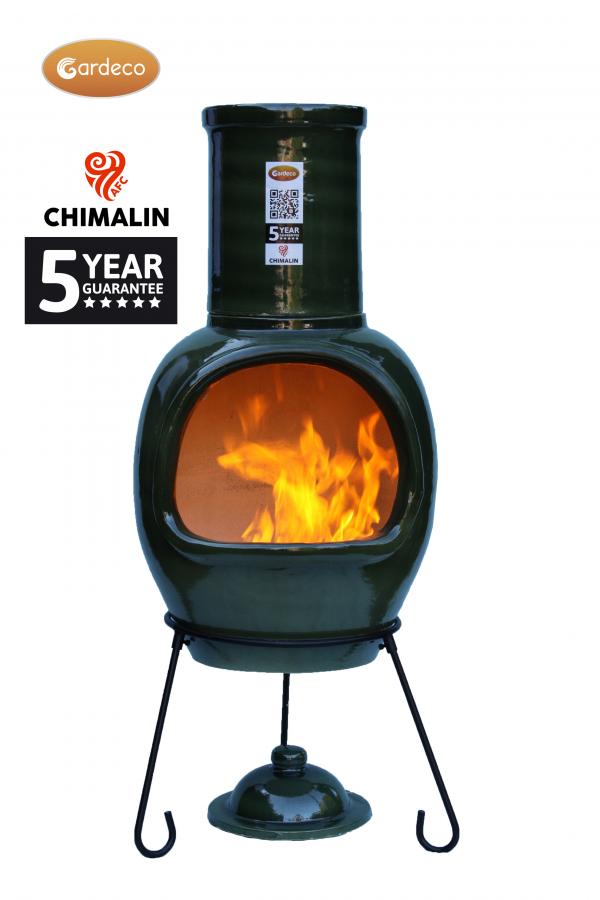 Extra-Large Asteria Glazed Green Clay Chimenea