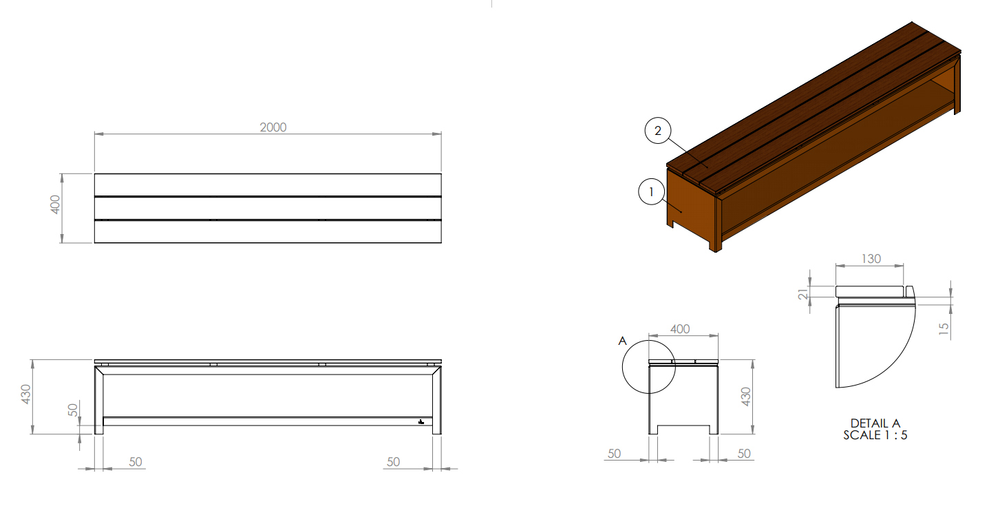 Adezz Forno Corten Steel Wood Storage Bench Blueprint