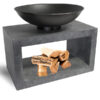 Firebowl with Rectangle Stand & Log Console Cemen